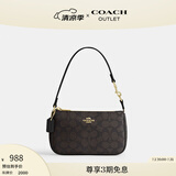 蔻驰（COACH）奥莱女士夏季女包经典标志老花NOLITA 19号手袋腋下包斜挎单肩包 IM/胡桃木色/黑色