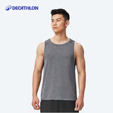 迪卡侬运动背心男速干无袖休闲宽松透气轻盈汗衫FIC ME4030128亚麻灰XL