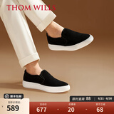 THOM WILLS休闲鞋男真皮夏季低帮套脚时尚简约一脚蹬懒人鞋 黑色G081 40 /7码(偏大一码)