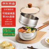 京东京造锤纹不锈钢小奶锅 雪平锅蒸锅汤锅婴儿辅食锅 带盖带蒸屉18cm