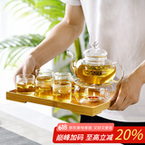 金镶玉 玻璃套组 高硼硅手工耐热耐高温水具功夫茶具 花茶壶茶杯HP-01
