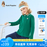 暇步士（Hush Puppies）【经典款】童装儿童男大童秋季新款简约时尚运动风儿童长袖POLO衫 松叶绿 160 (偏大一码)