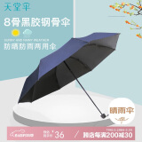 天堂 防风雨伞三折男女款商务防晒晴雨伞遮阳伞58*8骨 纯色藏青