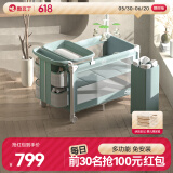 酷豆丁婴儿床可折叠便携式拼接大床移动多功能宝宝床 P999N春日青旗舰款