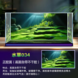新款水草缸造景高级鱼缸背景贴纸5d高清画立体画立体壁画正胶自粘 意境造景水草-034 宽80cm-高50cm【送刮板】