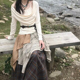 心楠波西米亚风云南大理丽江旅游川西民族风春秋连衣裙西双版纳半身裙 波西米亚连衣裙M+白色长袖吊带M上衣 常规