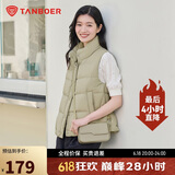 坦博尔羽绒服马甲女立领宽松外搭短款羽绒背心外套TD236006 奶茶棕 175