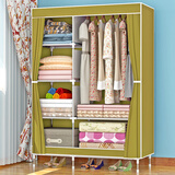 蜗家 布衣柜简易衣柜加粗防尘双人租房宿舍卧室组装收纳衣服柜储物柜 1321米黄色【长90*深43*高166】