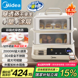 美的（Midea）穿透蒸电蒸锅不锈钢全景可视多功能锅预约保温16.5L双层大容量外置加水ZGC302352KS【采销力荐】