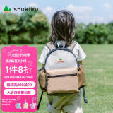 SHUKIKU儿童书包小学生中学生书包男女生大容量休闲背包双肩包浅卡其L码