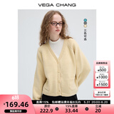 VEGA CHANG毛针织衫女2025年春秋季新款气质V领甜美减龄毛衣开衫 莺儿黄 均码