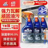 威猛先生（Mr Muscle）油污清洁剂 油烟机净油泡泡650g*2+650g替换 小青柠香G14净油因子