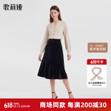 歌莉娅（GOELIA）预售预售半截裙丝绒鱼尾半身裙服装晚会裙子1B1R2D250 00B黑色（预计1月5日发货） L