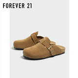 FOREVER21牛皮勃肯拖鞋女春秋款外穿厚底懒人半拖鞋 栗色 36