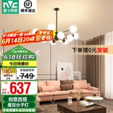 雷士（NVC）北欧现代魔豆分子客厅吊灯简约百搭餐厅吊灯卧室灯具灯饰全屋套餐 魔豆雅黑 12头分子灯【带光源】
