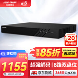 HIKVISION海康威视网络监控硬盘录像机 8路2盘位poe网线供电NVR 4K高清主机DS-7808N-R2/8P