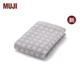 MUJI棉绒 带挂环柔软手巾 毛巾洗脸巾纯棉 灰色格纹 1条 34×35cm
