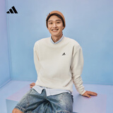 adidas情侣款休闲宽松抓绒圆领长袖卫衣套头衫男女阿迪达斯轻运动   白色   XL