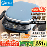 美的（Midea）电饼铛 电饼档上下盘可拆洗家用智能0氟钛陶瓷双面加热三明治早餐机煎烤机煎饼锅烙饼锅 JKC3077Ti
