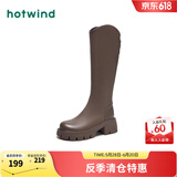 热风（Hotwind）显瘦长靴通勤百搭女靴复古气质骑士靴时尚休闲西部靴 02棕色（温暖绒里3841） 35 (225mm)