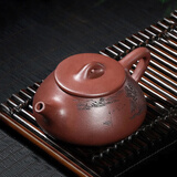 藏壶天下宜兴紫砂壶纯手工刻绘石瓢壶家用茶具整套功夫泡茶壶景舟石瓢茶壶 山水款（单壶）