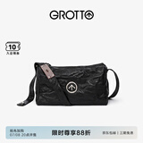 GROTTO个乐黑石包经典大容量植鞣绵羊皮单肩斜挎通勤软包男女款礼物 黑石M（银标）