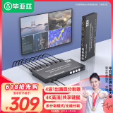 毕亚兹 HDMI kvm切换器分割器分屏器 4K高清 4口hdmi四进一出键盘鼠标共享器带4口同步器分屏同步一体机