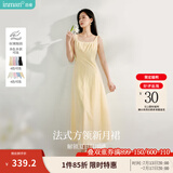 茵曼（INMAN）章若楠同款欧若风法式吊带连衣裙2025夏季新品女装淡鹅黄色裙子 浅黄色 (方领)【好评返现】 M