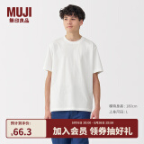 无印良品（MUJI）男式 天竺编织 圆领短袖T恤 男士打底衫男款休闲上衣25年夏季男装 白色 L (175/100A)
