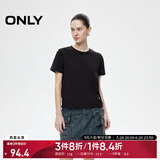 ONLY2025春季新款简约舒适基础纯色圆领正肩短袖T恤女|125101058 H1Z 黑色 M (165) 84A