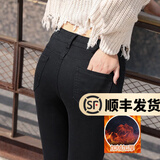幻黛 加绒加厚牛仔裤女春秋季新款小脚裤韩版修身显瘦紧身铅笔裤 黑色86188（冬季款） 29
