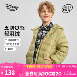 迪士尼（DISNEY）男童轻薄羽绒服耐脏油污90白鸭绒儿中大童衣服24冬DB431KE05绿140