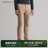 GANT甘特男士商务休闲时尚简约通勤舒适微弹纯色直筒休闲裤长裤 248深卡其色 40