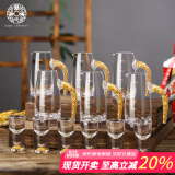 SUSHI CERAMICS金箔分酒壶金箔白酒杯无铅水晶玻璃白酒杯套装安全包装六壶六杯