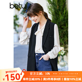betu百图女装韩版英伦风气质外穿西装领马甲女2202T77 黑色 XS