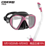 CRESSI潜水面镜浮潜三宝水肺深潜面罩潜水呼吸管装备ranger潜水镜近视 【经典款】黑粉-平光