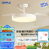 欧普（OPPLE）风扇灯客厅餐厅卧室简约带LED风扇 高显色隐形升级风量吊扇灯 Ⅱ代【36寸24瓦照明】白色智控