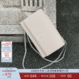 Calvin Klein小众单肩包礼物荔枝纹包包金属搭扣链条翻盖CK女包斜挎包DH2806 GTR-牛乳白 OS