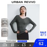 UR秋季新款女装简约基础百搭休闲修身V领针织衫UWB940008 中灰 M