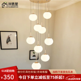 鹿屋复式楼长吊灯楼梯间北欧轻奢简约现代小loft公寓别墅中空客厅灯具 金色10头【直径40CM】三色