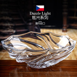 高斯（Glass）捷克进口水晶玻璃果盘高脚果盆带盖果斗欧式古典家居装饰饰品 高款炫光果盘