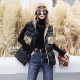 马克印象高档轻奢品牌羽绒马甲女新款90白鸭绒春秋款洋气格子外穿无袖外套 DH9131  黑色 M (90-125斤)