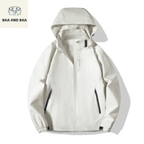 BAA AND BAA冲锋衣外套男女春秋季爬山防水防风三合一机能风夹克可拆卸防晒衣 米白色6266 XL 【建议120-140斤】