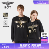 BOY LONDON【经典款】冬情侣款logo圆领休闲百搭潮牌卫衣N03909 黑色 经典款 S
