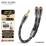 SKW 3.5mm音频线 一分二情侣耳机线 音源一拖二共享公转母 电脑接音响耳机连接线 BG020（0.2米）