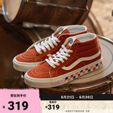 VANS范斯官方 SK8-Mid Reissue复古脏橘彩色棋盘格印花情侣板鞋 橙色 37