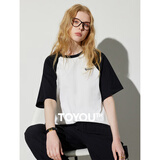 初语多款多色纯棉t恤女2025年夏季新款图案印花圆领短袖上衣 黑-白-小字母兔子GT528802 XL