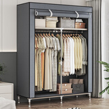 索尔诺（SuoErnuo） 布衣柜家用出租房宿舍卧室衣柜收纳寝室挂衣柜储物柜简易衣柜 银灰色【长90*宽46*高168】