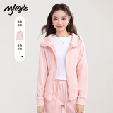 MJ STYLE收腰连帽卫衣外套女装2026年春秋新款小个子纯色修身拉链开衫上衣