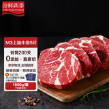 淳鲜四季PLUS会员联名 安格斯M3原切牛排5片上脑套餐净重1kg 澳洲牛肉生鲜